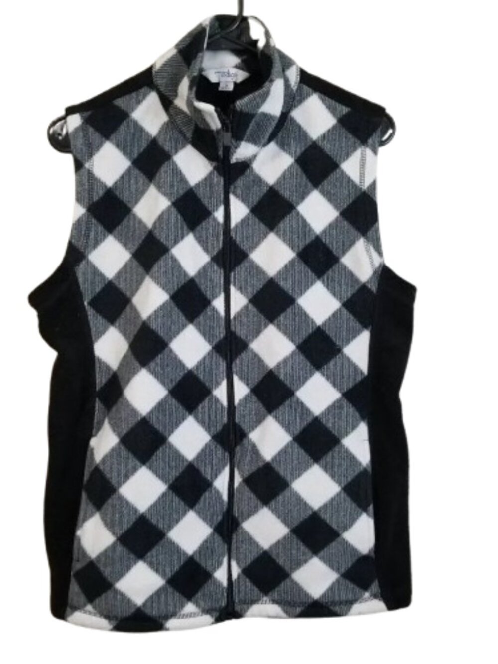 Indigo Great Northwest Black White Plush Vest Full Zip Women's Medium